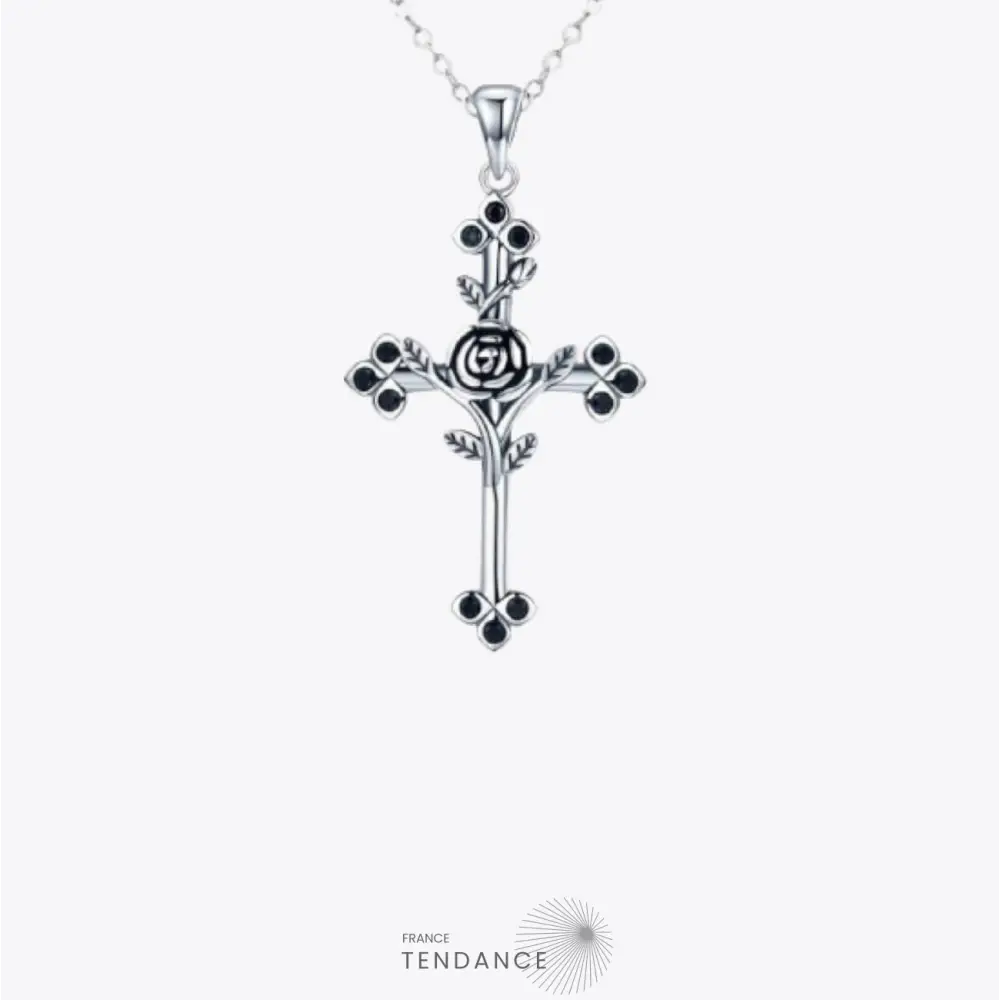 Collier Rose éternelle Croix Chrétienne (argent) |