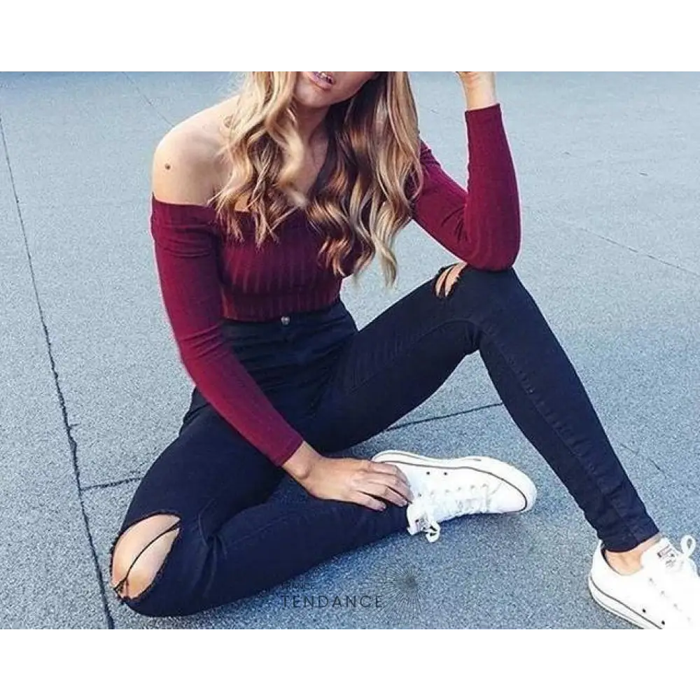 Crop-top à Manches Longues | France-Tendance