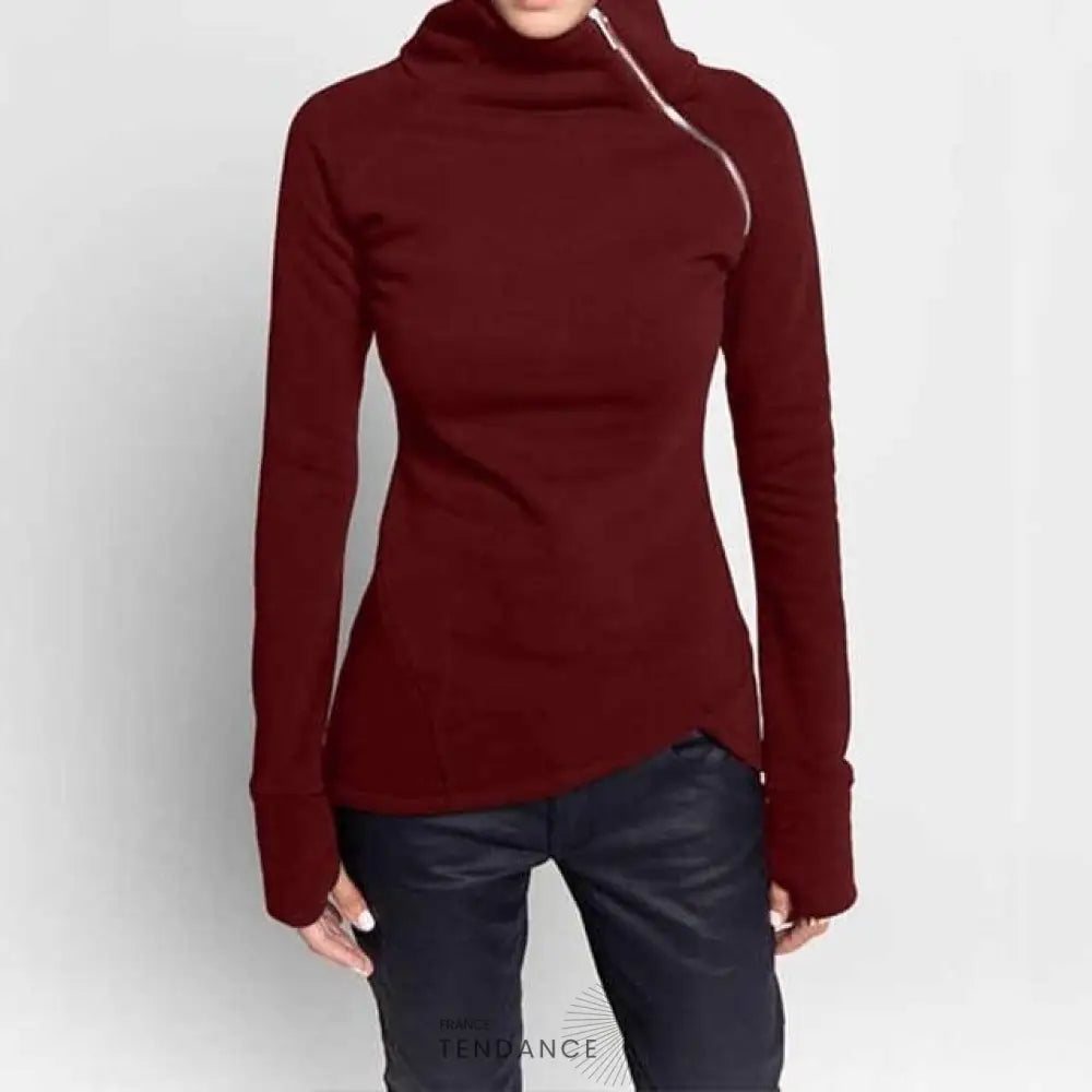 Pull Zippé à Col Montant | France-Tendance