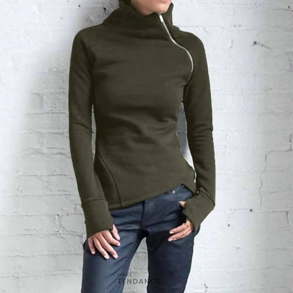 Pull Zippé à Col Montant | France-Tendance