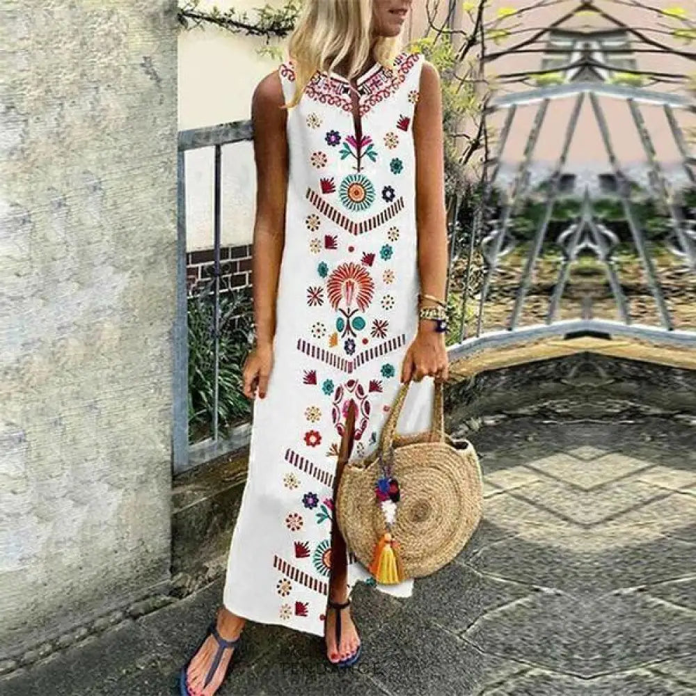 Robe Sans Manches Imprimé Boho | France-Tendance