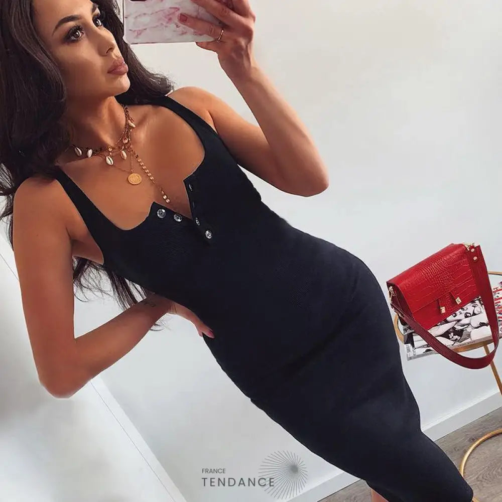 Robe Moulante à Boutons | France-Tendance