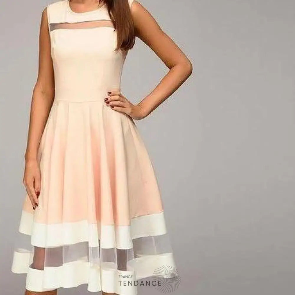 Robe Rose Vintage évasée | France-Tendance