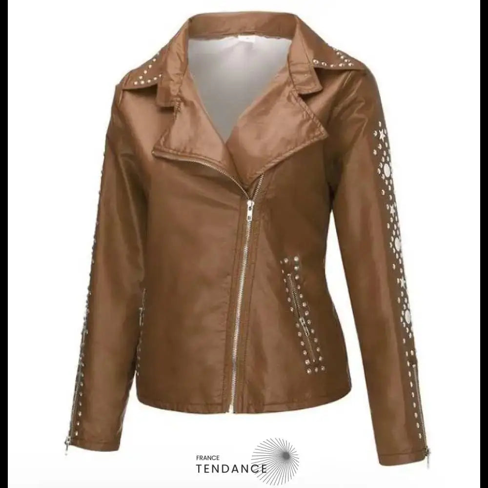 Veste En Cuir Métal Décontractée | France-Tendance