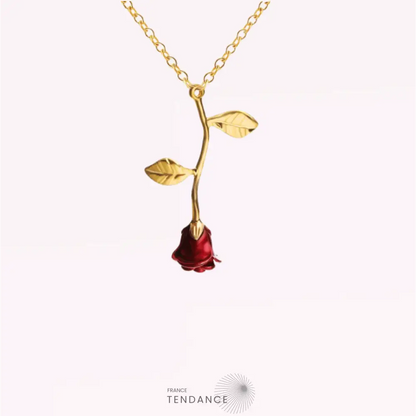 Collier Rose éternelle Pendentif Rouge | France-Tendance