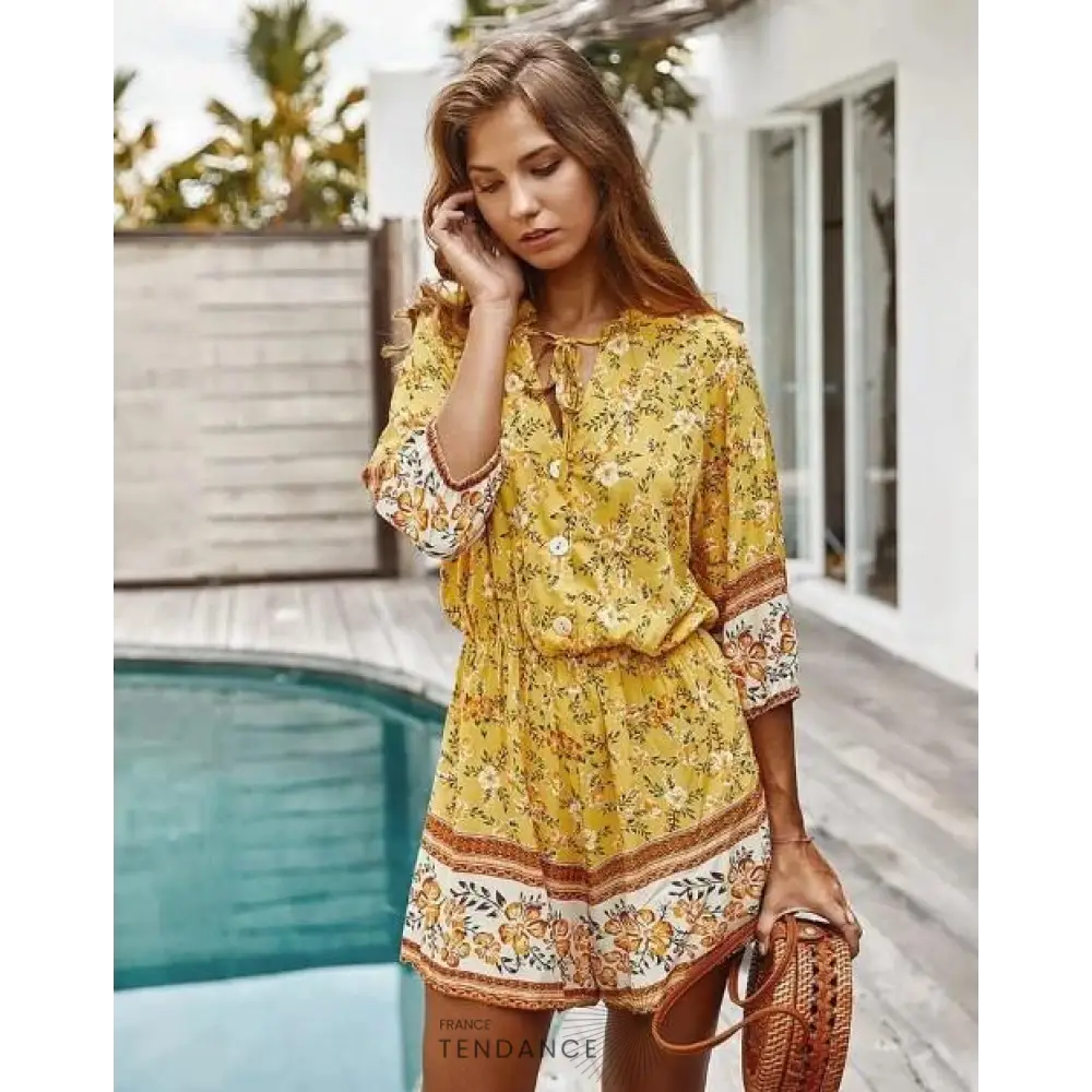 Combishort Boho Fleuri | France-Tendance