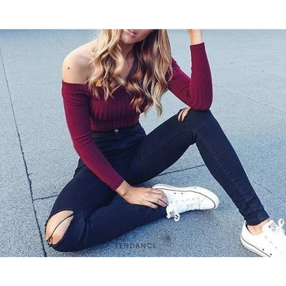 Crop-top à Manches Longues | France-Tendance