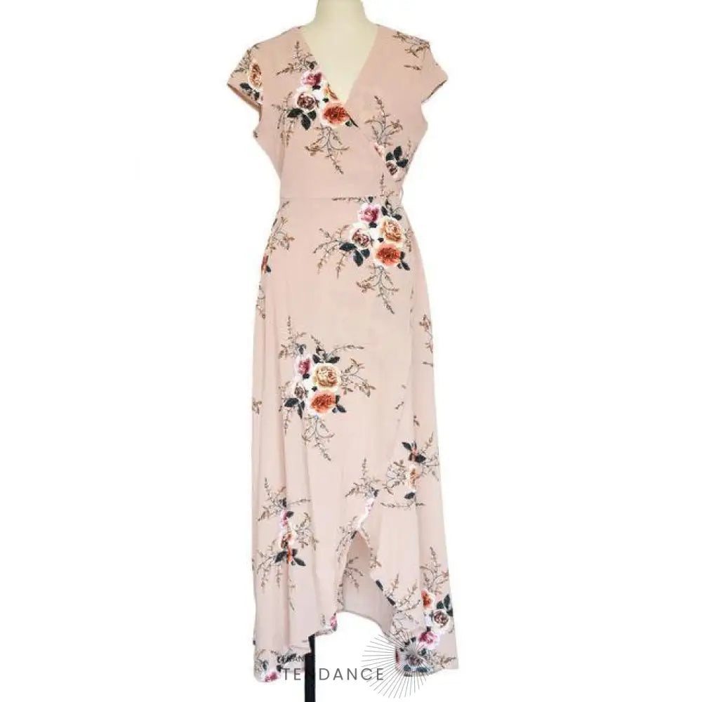 Longue Robe D’été Col En v Motifs Floraux | France-Tendance