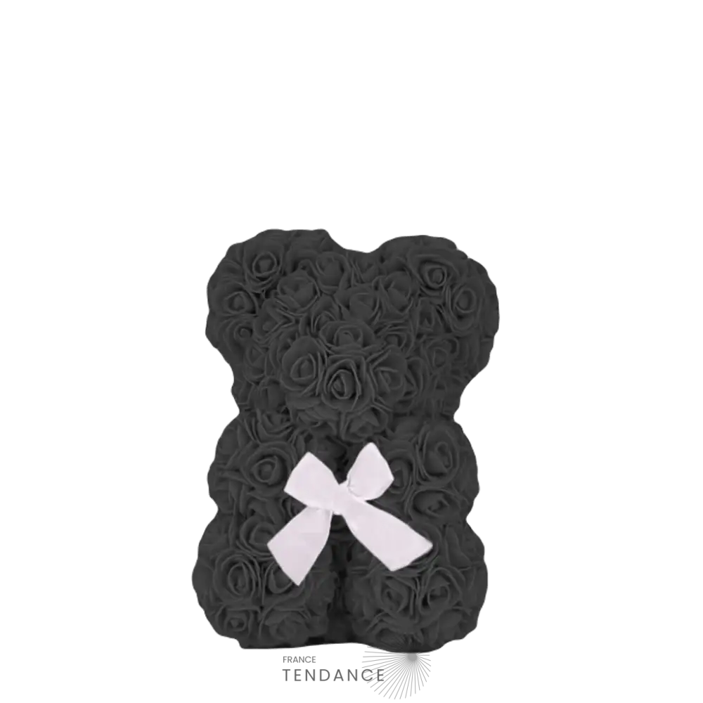 Ourson En Roses éternelles Noir (25 Cm) | France-Tendance