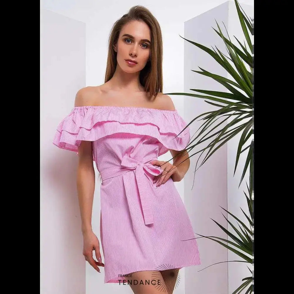 Robe Bardot à Volants | France-Tendance