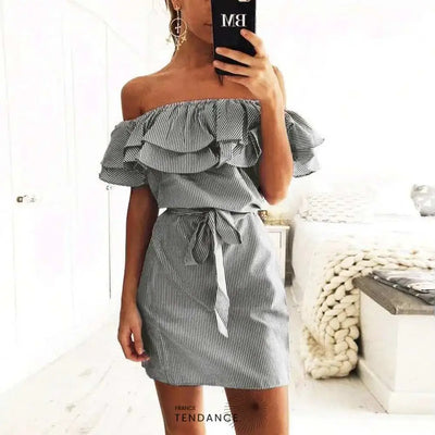 Robe Bardot à Volants | France-Tendance