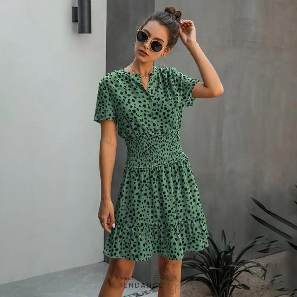 Robe Léopard à Manches Courtes | France-Tendance