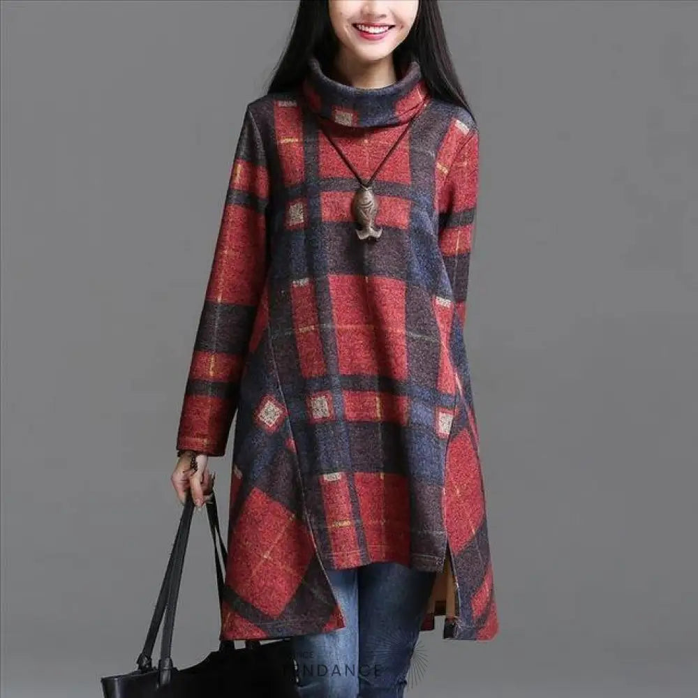 Robe Tunique Asymétrique à Col Roulé | France-Tendance