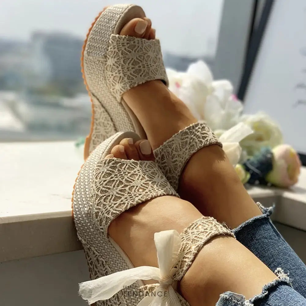 Sandales Compensées ’fleur De Soie’ | Tendance N°1 été 2022