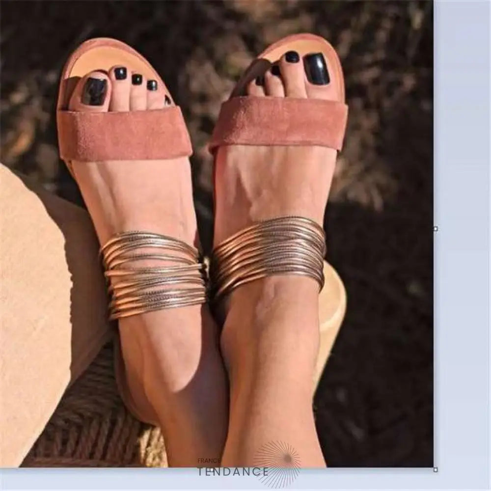 Sandales Plates Gold | France-Tendance