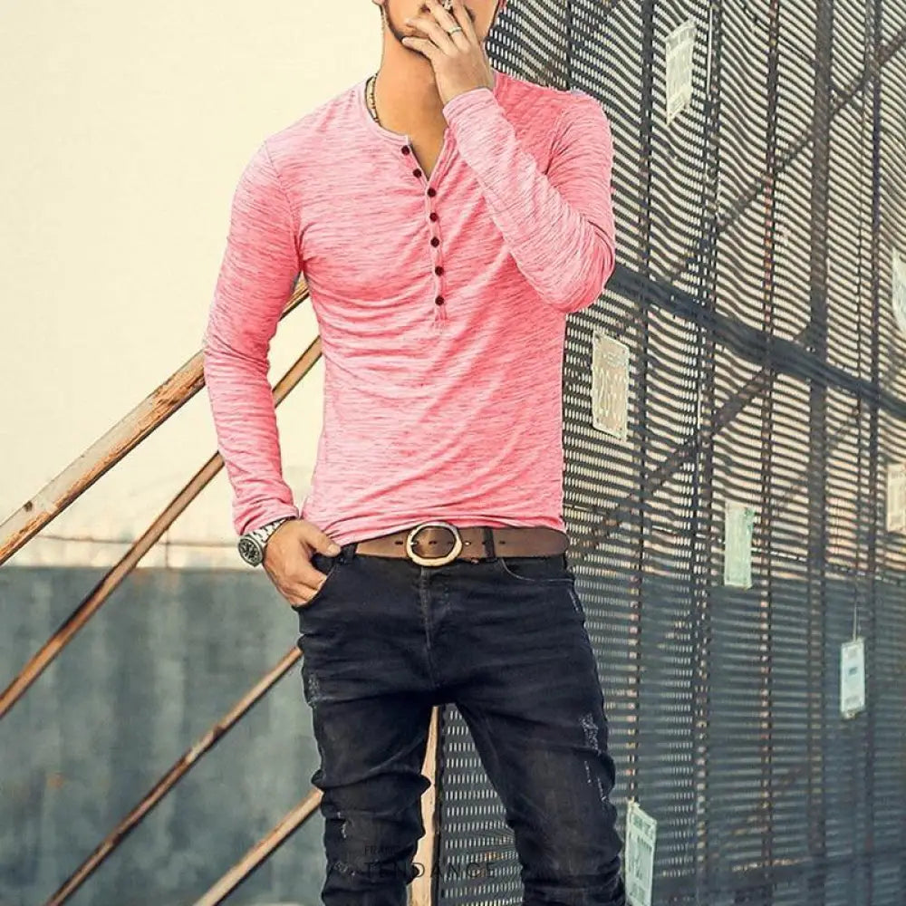 T-shirt Boutonné à Col En v | France-Tendance