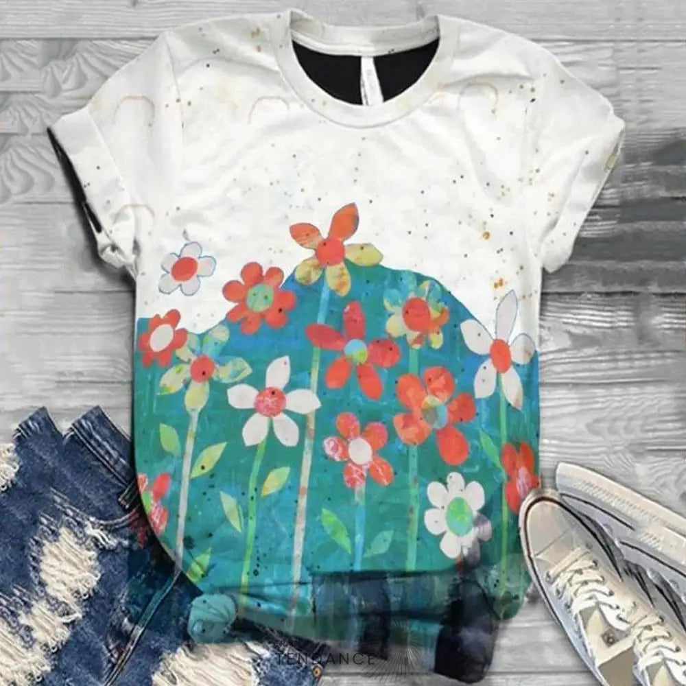T-shirt Imprimé à Col Rond | France-Tendance